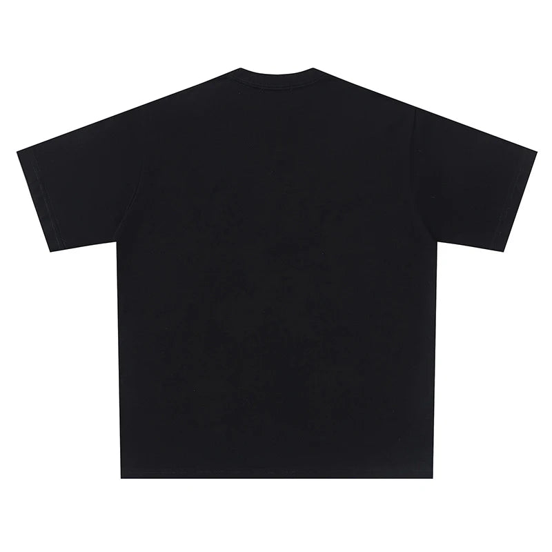Men Tshirt Oversize Hip Hop Streetwear Graphic Short Sleeve Cotton Loose Y2K Tops Tees Black Korean Fashion Aesthetic Clothing