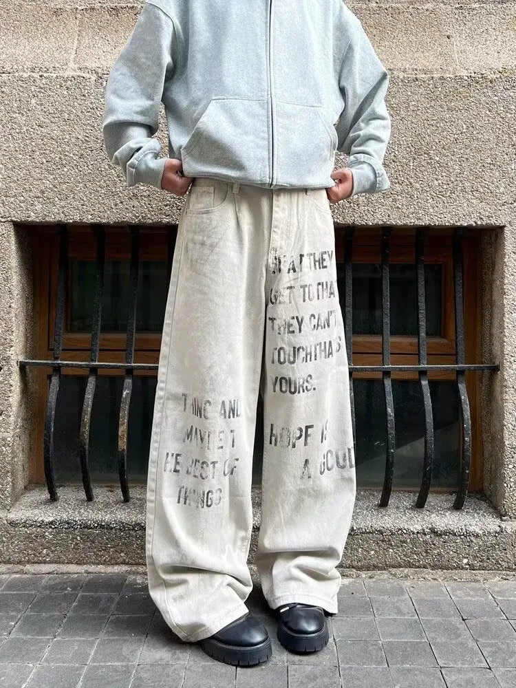 Distressed Lettering Denim