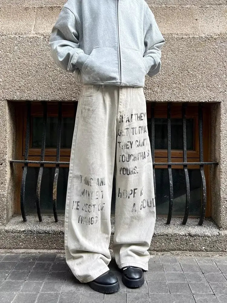 Distressed Lettering Denim