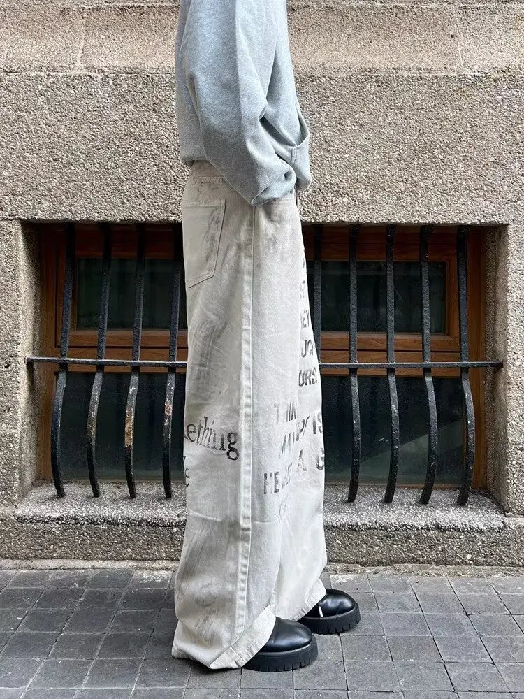 Distressed Lettering Denim