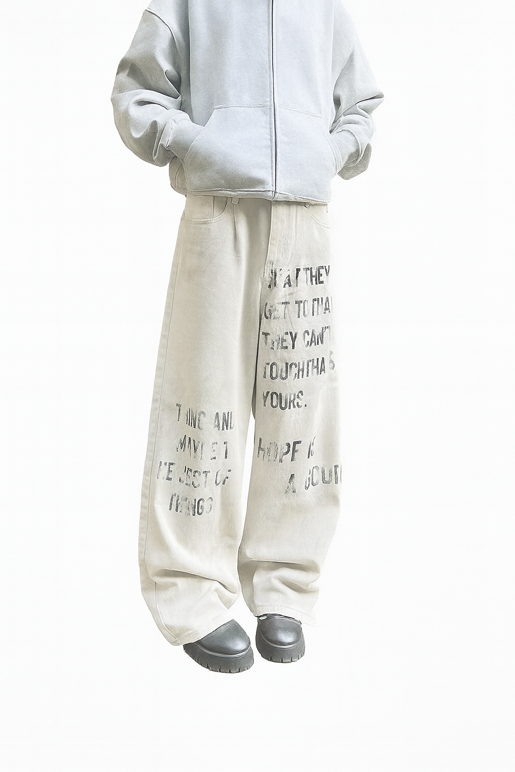 Distressed Lettering Denim