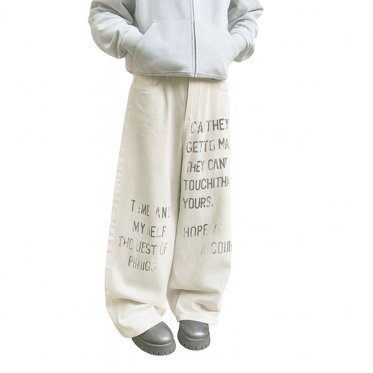 Distressed Lettering Denim